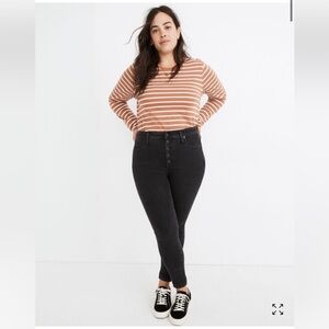 Madewell 10" Black High-Rise Skinny Jeans in Robert Wash: Button-Front Size 32